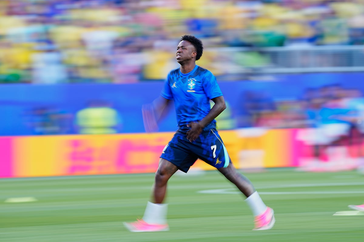 Brazil vs Haiti FIFA World Cup 2026 Vini warming up ap photo