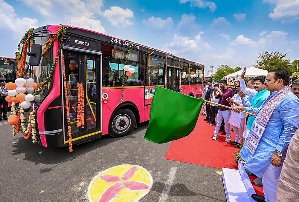 RJ CM flags off electric buses in Jaipur
