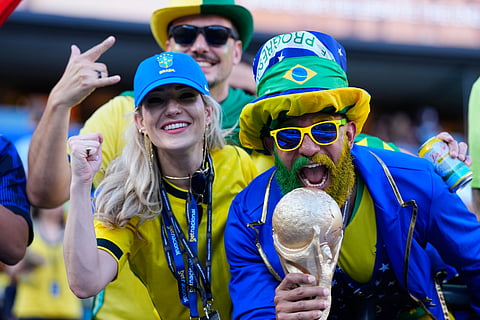 Brazil fans react as they wait for the start of the World Cup Group C soccer match between Brazil and Haiti in Philadelphia, Friday, June 19, 2026.