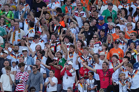 German fans reacts after Germany's Kai Havertz's goal was disallowed during the World Cup Group E soccer match between Germany and Ivory Coast in Toronto.