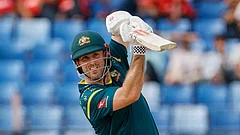 Australia's captain Mitchell Marsh plays a shot during the third T20 international cricket match between Australia and Bangladesh, in Chattogram, Bangladesh, Sunday, June 21, 2026. - AP Photo/MOSARAF HOSSAIN
