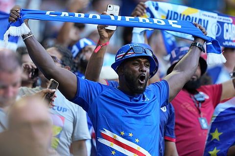 Fans react ahead of the World Cup Group H soccer match between Uruguay and Cape Verde in Miami Gardens