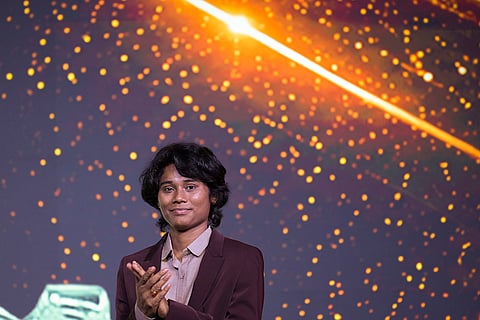 Sprinter Hima Das during the inaugural 'Indian Athletics Awards' ceremony, launched by the Athletics Federation of India (AFI), in New Delhi.