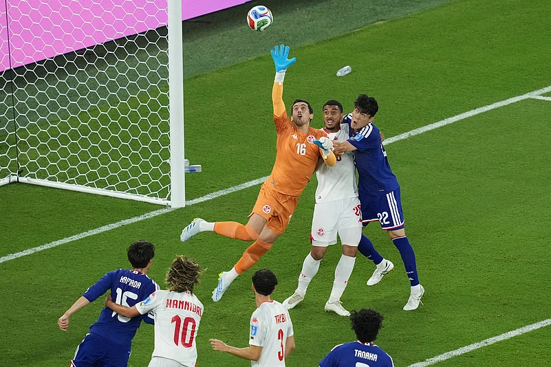 Tunisia Vs Japan FIFA World Cup 2026 Group F Aymen Dahmen makes a save AP Photo
