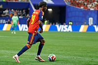 Spain Vs Saudi Arabia, FIFA World Cup 2026: See Best Photos From Group H Clash At Atlanta Stadium AP/Erik S.Lesser : Spain's Lamine Yamal controls the ball during the World Cup Group H soccer match between Spain and Saudi Arabia.