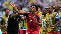 Lynne Sladky/AP Photo : Cape Verde's Kevin Pina, center, celebrates with teammates after scoring the opening goal during the World Cup Group H soccer match between Uruguay and Cape Verde in Miami Gardens.