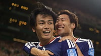 Tunisia 0-2 Japan LIVE Score, FIFA World Cup 2026: Ueda Doubles Samurai Blue's Lead With Sensational Strike (AP Photo/Sofia Yaker) : Japan's Ayase Ueda, left, and Daichi Kamada celebrate after Ueda scored their second goal during the World Cup Group F soccer match between Tunisia and Japan in Guadalupe, near Monterrey, Mexico, Saturday, June 20, 2026.