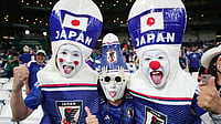Tunisia Vs Japan LIVE Score, FIFA World Cup 2026: Herve Renard Era Begins In Historic 1,000th WC Game (AP Photo/Matias Delacroix) : Fans of Japan pose for a picture prior to the World Cup Group F soccer match between Tunisia and Japan in Guadalupe, near Monterrey, Mexico, Saturday, June 20, 2026.