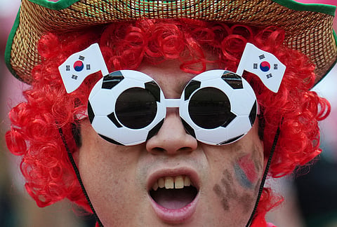 South Korean fans react ahead of the World Cup Group A soccer match between South Korea and Czechia in Zapopan, near Guadalajara, Mexico, Thursday, June 11, 2026.