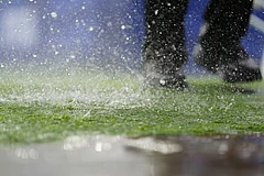 Heavy rain falls during the World Cup Group I soccer match between France and Iraq in Philadelphia, Monday, - AP/Derik Hamilton