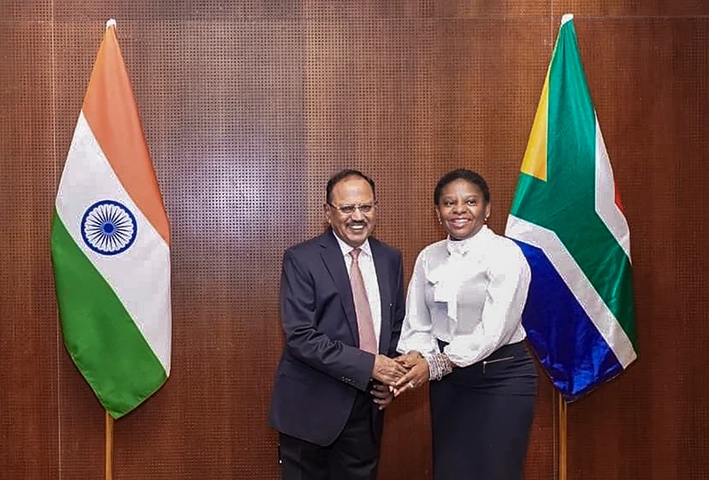 Ajit Doval meets Presidency of South Africa Khumbudzo Ntshavheni in Delhi