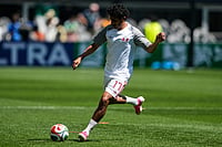 (AP Photo/Lindsey Wasson) : Qatar's Ahmed Alganehi warms up ahead of the World Cup Group B soccer match against Bosnia in Seattle, Wednesday, June 24, 2026.
