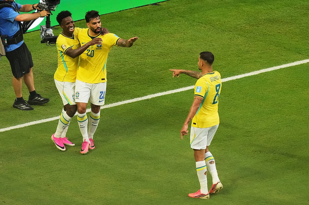 Scotland Vs Brazil FIFA World Cup 2026 Group C Vinicius Second Goal Celeb AP Photo