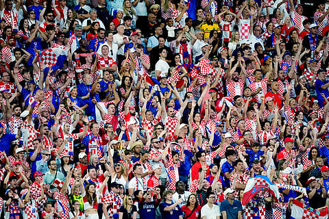 Croatia's fans react to the win over Panama during a World Cup Group L soccer match, in Toronto.