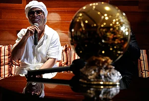 | Photo: AP/Rebecca Blackwell : Brazilian football legend Ronaldinho speaks at a media event to promote his recent signing with Italian soccer club Ravenna FC, at Cipriani Downtown Miami, in Miami.