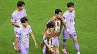Silvia Izquierdo/AP Photo : Players from South Korea react after the World Cup Group A soccer match between Mexico and South Korea in Zapopan, near Guadalajara.