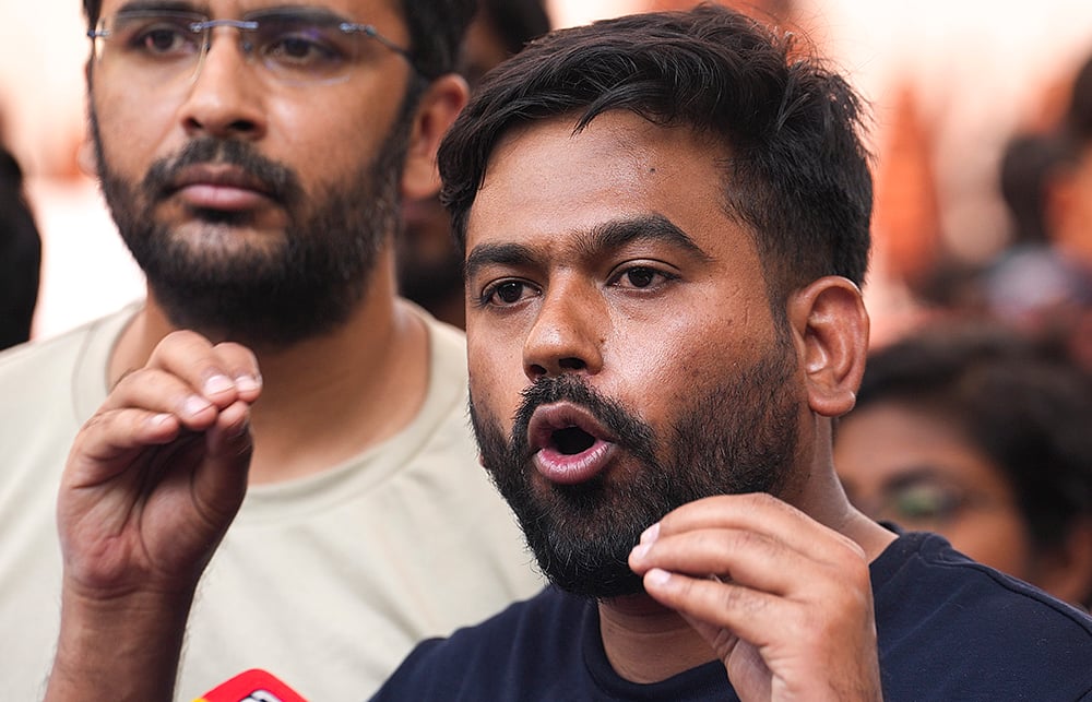 | Photo: PTI/Kamal Kishore : Cockroach Janta Party (CJP) founder Abhijeet Dipke 