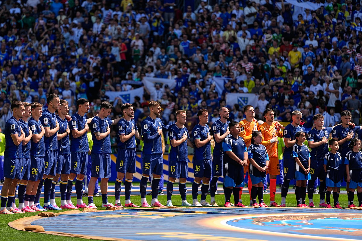 Bosnia Vs Qatar FIFA World Cup 2026 Group A Bosnia Players At Anthems AP Photo
