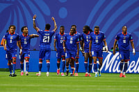 Morocco Vs Haiti, FIFA World Cup 2026: See Best Photos From Group C Decider At Atlanta Stadium (AP Photo/Erik S. Lesser) : Haiti players celebrate after Lenny Joseph (16) scored the opening goal during the World Cup Group C soccer match between Morocco and Haiti in Atlanta, Wednesday, June 24, 2026.