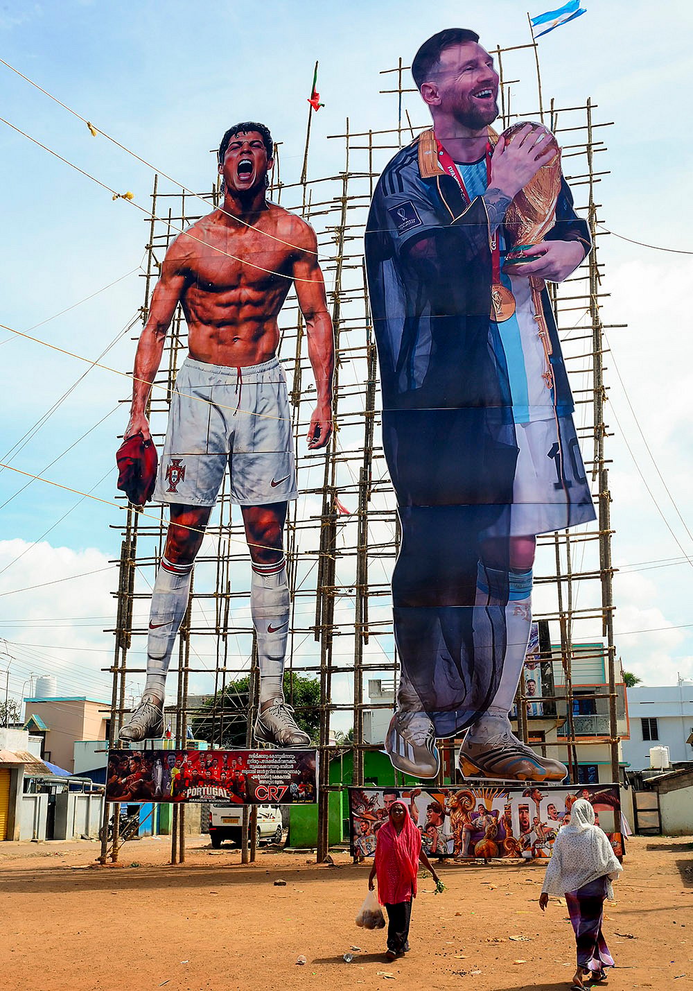 Giant Ronaldo, Messi cut-outs draw attention in Thiruvananthapuram