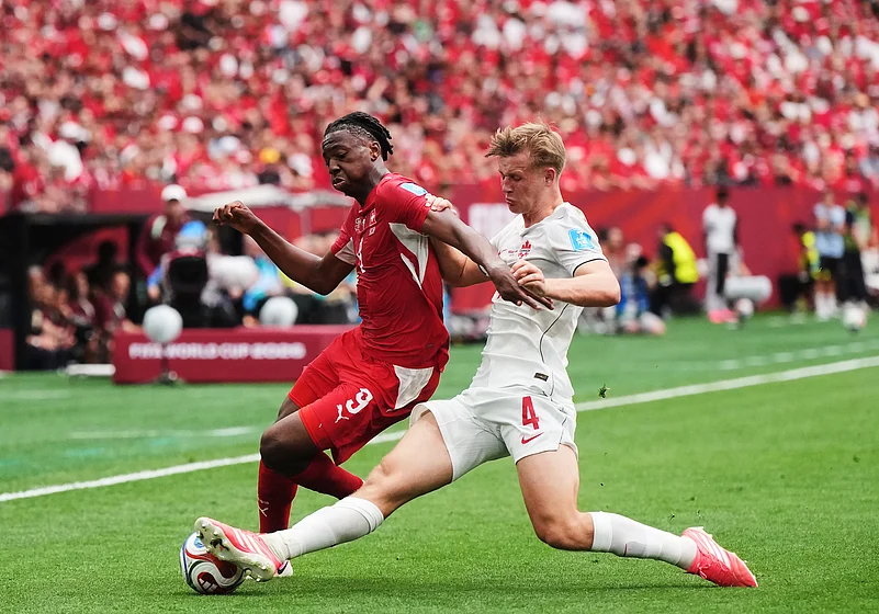 Switzerland Vs Canada FIFA World Cup 2026 Group B Luc de Fougerolles and Johan Manzambi AP Photo