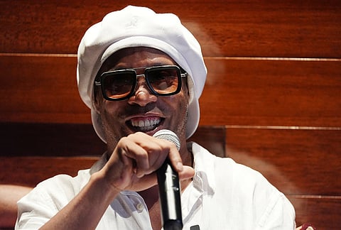 Brazilian football legend Ronaldinho speaks during a media event celebrating his recent signing with Italian soccer club Ravenna FC, at Cipriani Downtown Miami restaurant in Miami. 
