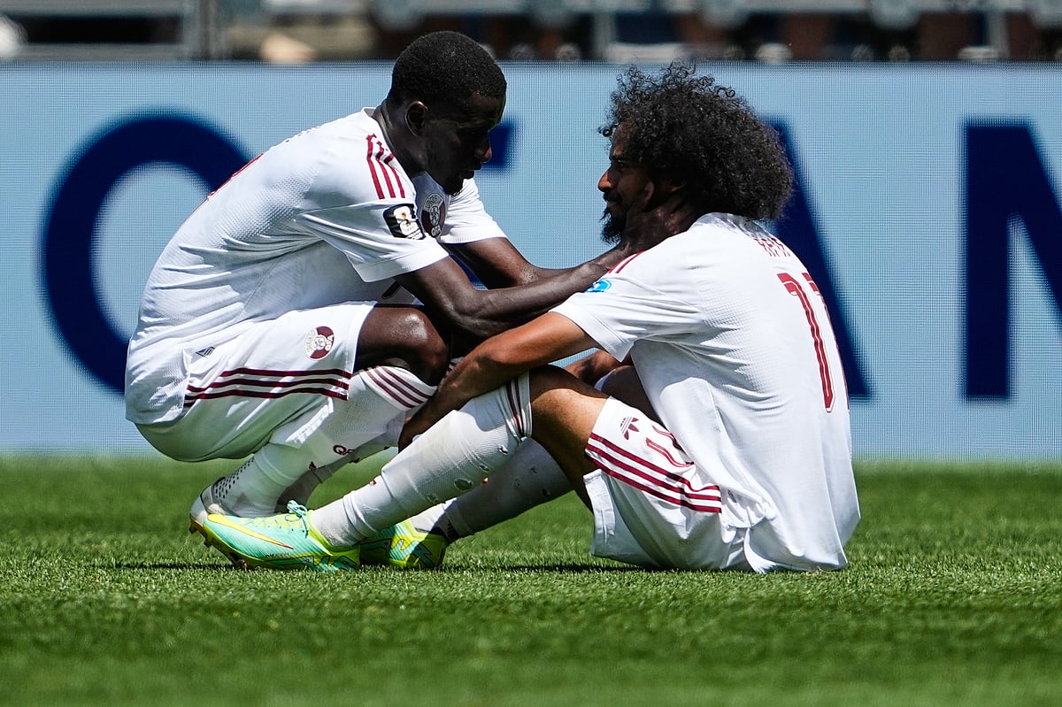Bosnia Vs Qatar FIFA World Cup 2026 Group B Issa Laye and Akram Afif Post match AP Photo