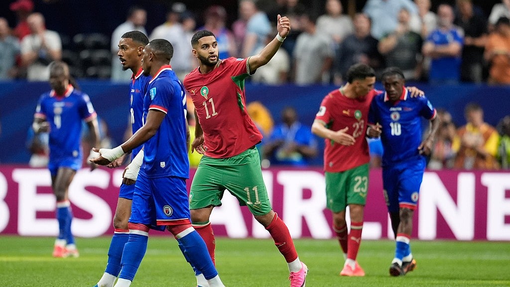 Morocco's Ismael Saibari (11) reacts after scoring a goal during the World Cup Group C soccer match between Morocco and Haiti in Atlanta. - Mike Stewart/AP Photo