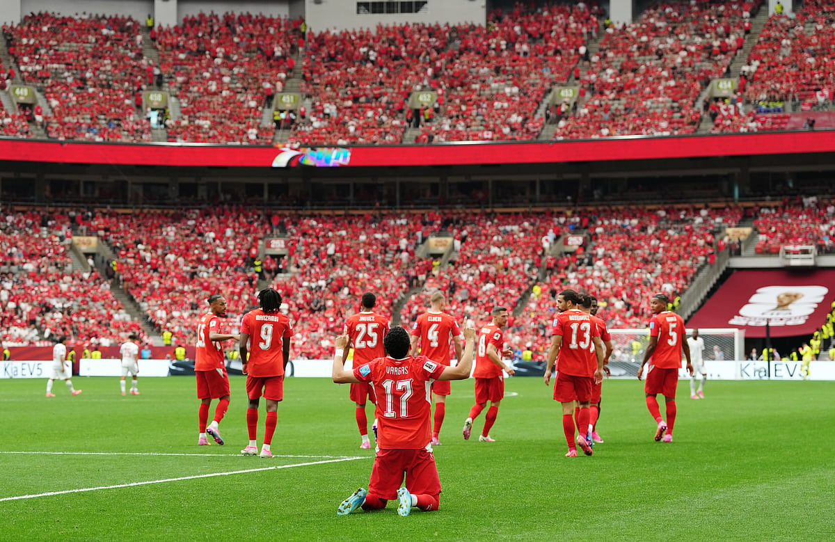 (Ethan Cairns/The Canadian Press via AP) : Switzerlands Ruben Vargas (17) celebrates his goal against Canada during the World Cup Group B soccer match between Switzerland and Canada in Vancouver, British Columbia, Wednesday, June 24, 2026.