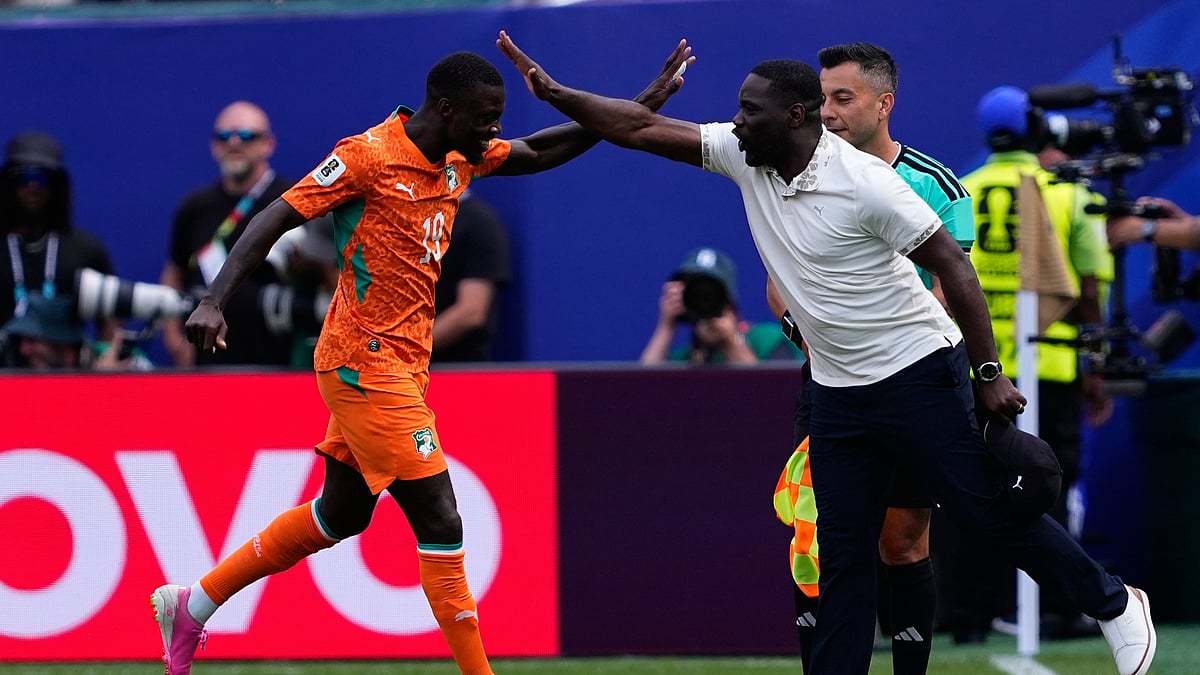Ivory Coast's Nicolas Pepe (19) celebrates after scoring during the World Cup Group E soccer match between Curacao and Ivory Coast in Philadelphia, Thursday, June 25, 2026. - (AP Photo/Petr David Josek)