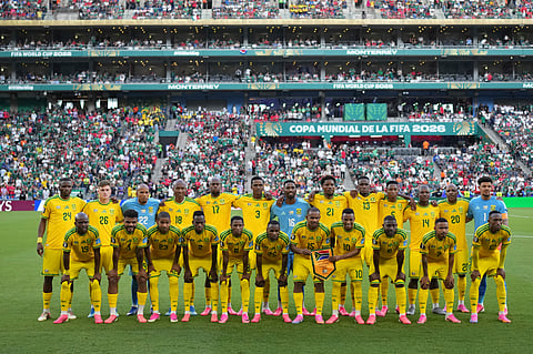 South Africa players pose for a team photo ahead of the World Cup Group A soccer match between South Africa and South Korea in Guadalupe, near Monterrey, Mexico, Wednesday, June 24, 2026.