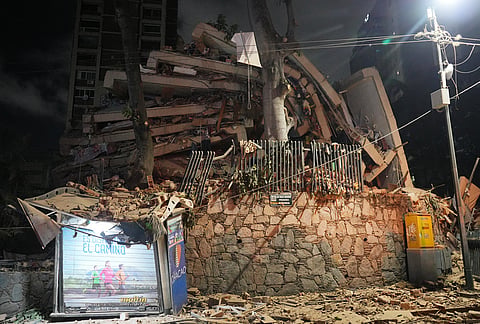 A collapsed building after an earthquake in Caracas, Venezuela.