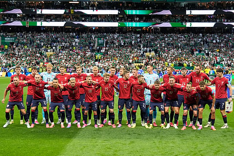 Czechia players pose for a team photo ahead of the World Cup Group A soccer match between Czechia and Mexico in Mexico City, Wednesday, June 24, 2026.