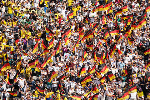 Germany fans pack the stands before the World Cup Group E soccer match against Ecuador in East Rutherford, N.J., near New York, Thursday, June 25, 2026.
