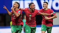 Morocco 4-2 Haiti Highlights, FIFA World Cup 2026: Atlas Lions Secure Comeback Victory To Enter Knockouts As Runner-Up Mike Stewart/AP Photo : Morocco's Gessime Yassine, left, celebrates Soufiane Rahimi (9) and Bilal El Khannouss (23) after scoring their fourth goal during the World Cup Group C soccer match between Morocco and Haiti in Atlanta.