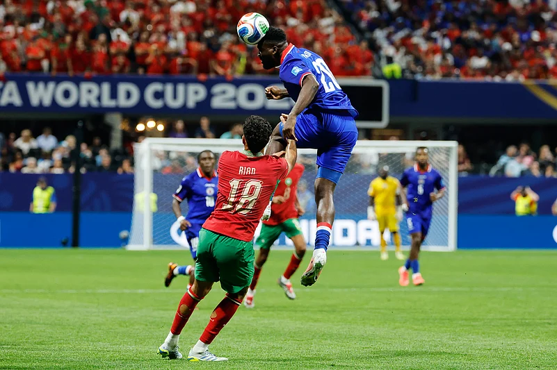 Morocco Vs Haiti FIFA World Cup 2026 Group C Frantzdy Pierrot and Chadi Riad AP Photo