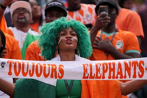 Ivory Coast soccer fans ahead the World Cup Group E soccer match between Curacao and Ivory Coast in Philadelphia, Thursday, June 25, 2026.