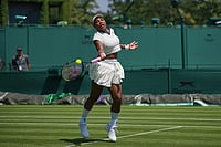 Serena Williams Sweats It Out In Practice Session Ahead Of Wimbledon 2026 Return | Photo: AP/Kin Cheung : Serena Williams of the United States plays a return during a practice session ahead of the Wimbledon Tennis Championships, in London.