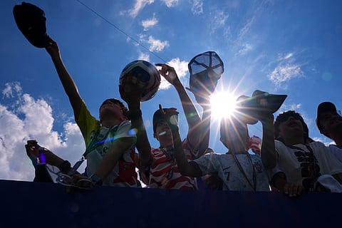 Soccer fans wait for the start of the World Cup Group E soccer match between Curacao and Ivory Coast in Philadelphia, Thursday, June 25, 2026.
