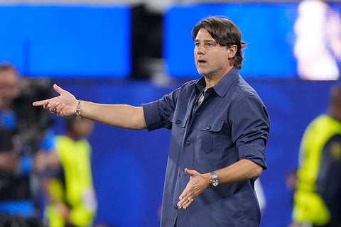 United States head coach Mauricio Pochettino gestures during a World Cup Group D soccer match between Turkey and the United States in Inglewood, Calif., near Los Angeles, Thursday, June 25, 2026.