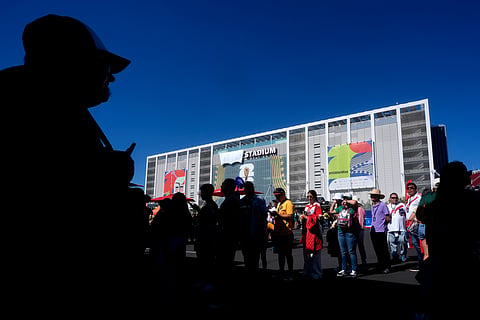 Soccer fans line up outside the stadium before the World Cup Group D soccer match between Paraguay and Australia in Santa Clara, Calif., near San Francisco, Thursday, June 25, 2026.