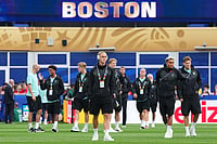 AP : Norway's Thelo Aasgaard, center, and his teammates take a walk on the pitch ahead of the World Cup Group I soccer match between Norway and France in Foxborough, Mass., near Boston, Friday, June 26, 2026