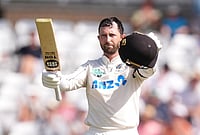 England Vs New Zealand, 3rd Test: Latham And Conway Put Blackcaps In Command With Record Opening Stand On Day 1 | Photo: Mike Egerton/PA via AP : New Zealand's Devon Conway celebrates reaching a century during day one of the Third Test cricket match between England and New Zealand, in Nottingham, England.