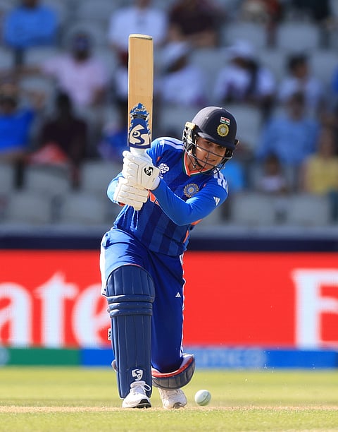 India's Yastika Bhatia during the ICC Women's T20 World Cup cricket match between India and Bangladesh in Manchester, England.