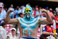 AP/Natacha Pisarenko : A fan of Uruguay poses prior to the World Cup Group H soccer match between Uruguay and Spain in Zapopan, near Guadalajara