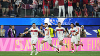 Turkey 3-2 USA Highlights, FIFA World Cup 2026: Ayhan's Stoppage-Time Strike Seals Dramatic Victory For Crescent-Stars (AP Photo/Andre Penner) : Turkey's Kaan Ayhan (22) celebrates scoring his side's third goal against the United States during the World Cup Group D soccer match in Inglewood, Calif., near Los Angeles, Thursday, June 25, 2026