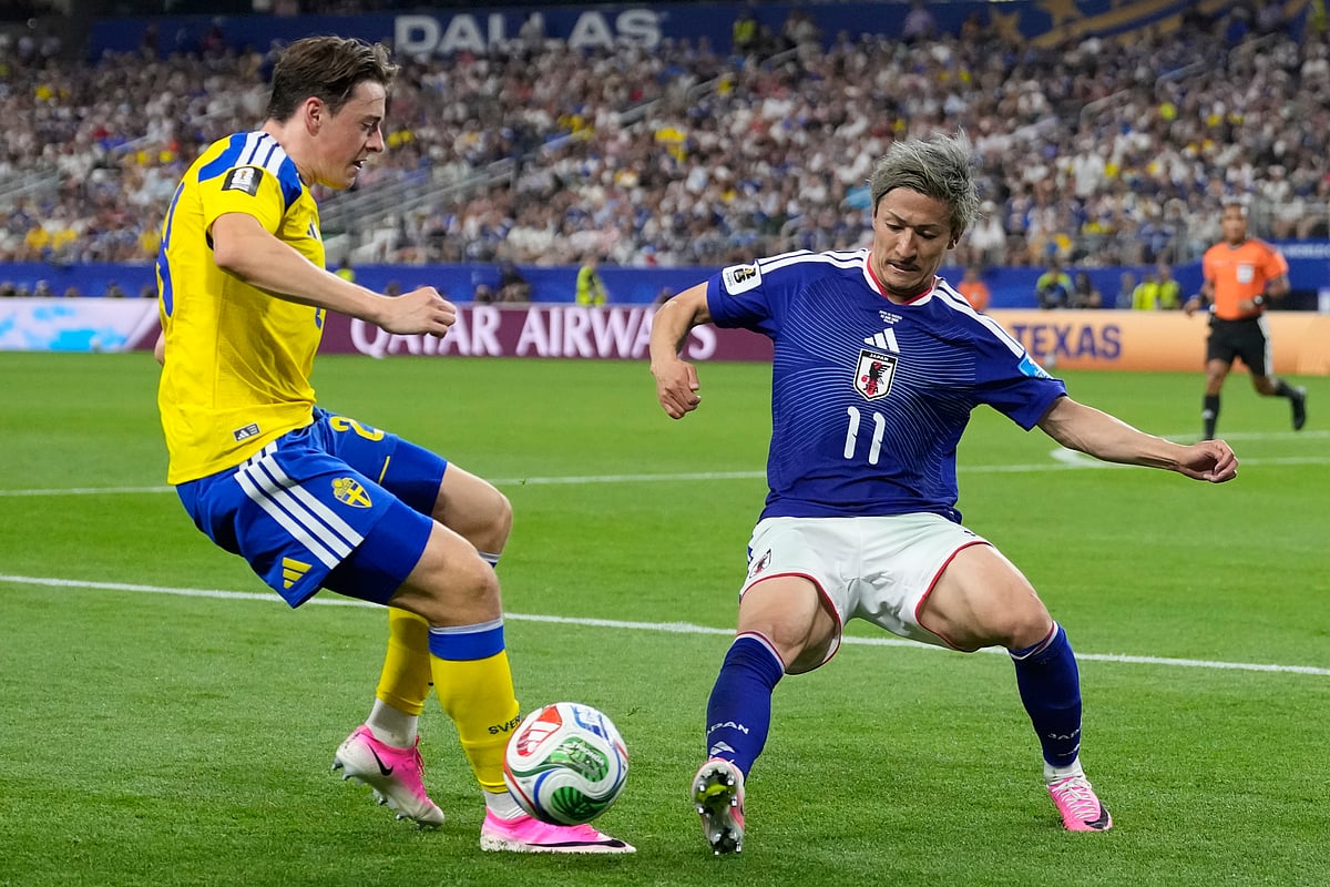 Japan vs Sweden FIFA World Cup 2026 Group F Daizen Maeda and Elliot Stroud AP Photo