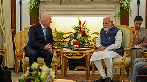 X.com/Christopher Luxon : Narendra Modi and Christopher Luxon (New Zealand PM) at the signing ceremony of the FTA