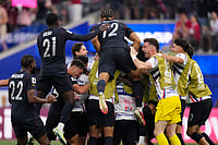 Turkey Vs USA, FIFA World Cup: See Best Photos From Group D Clash From Los Angeles Stadium (AP Photo/Mark J. Terrill) : United States players celebrate after Auston Trusty scored their opening goal against Turkey during a World Cup Group D soccer match in Inglewood, Calif., near Los Angeles, Thursday, June 25, 2026.