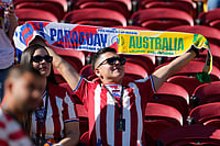 Paraguay Vs Australia, FIFA World Cup: See Best Photos From Group D Decider Clash From San Francisco Bay Arena Stadium (AP Photo/Eugene Hoshiko) : A fan reacts before the start of the World Cup Group D soccer match between Paraguay and Australia in Santa Clara, Calif., near San Francisco, Thursday, June 25, 2026